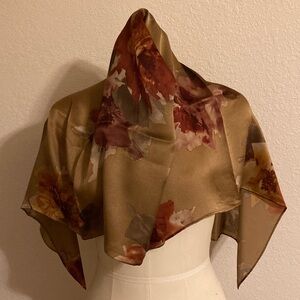 Ralph Lauren Floral Silk Scarf in Brown and Red